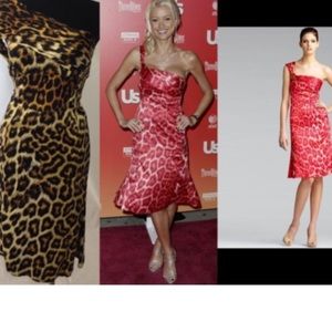 JUST CAVALLI Silk Satin Leopard Print One Shoulder Dress ⭐️